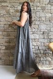 Lenni Cotton Tiered Dress Washed Charcoal